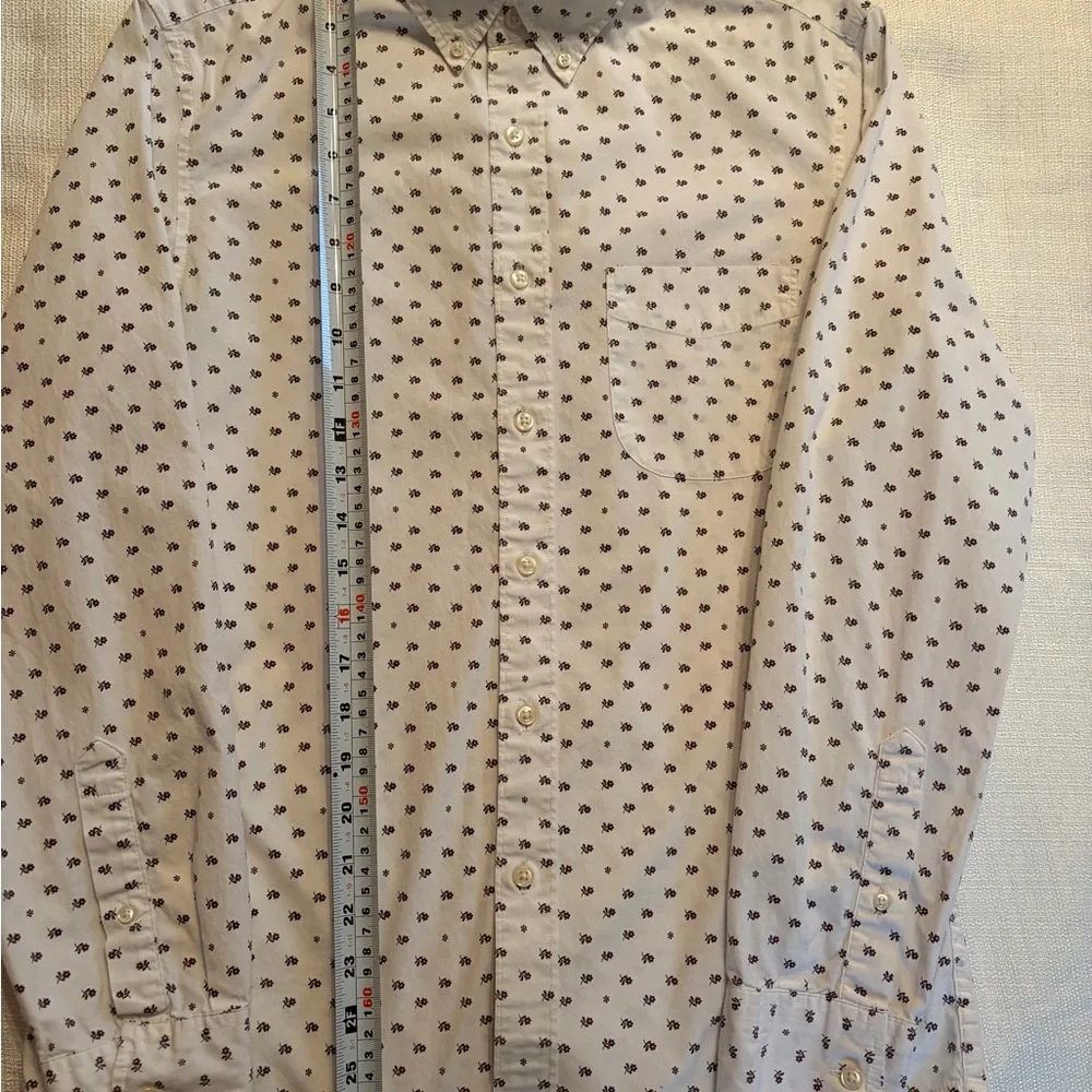 J. Crew White Button-Down‎ Shirt with Navy Microprint
